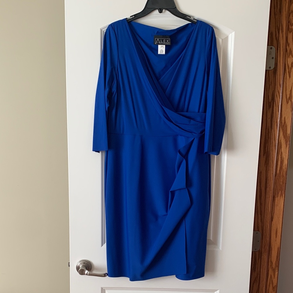 Alex Evenings Royal Blue Long Sleeve Dress NWOT